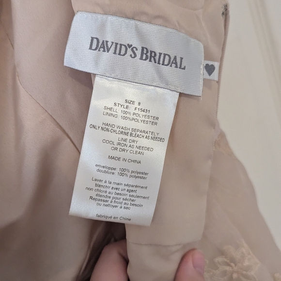 David's Bridal Champagne Bridesmaid Dress Size 8 - Picture 5 of 11